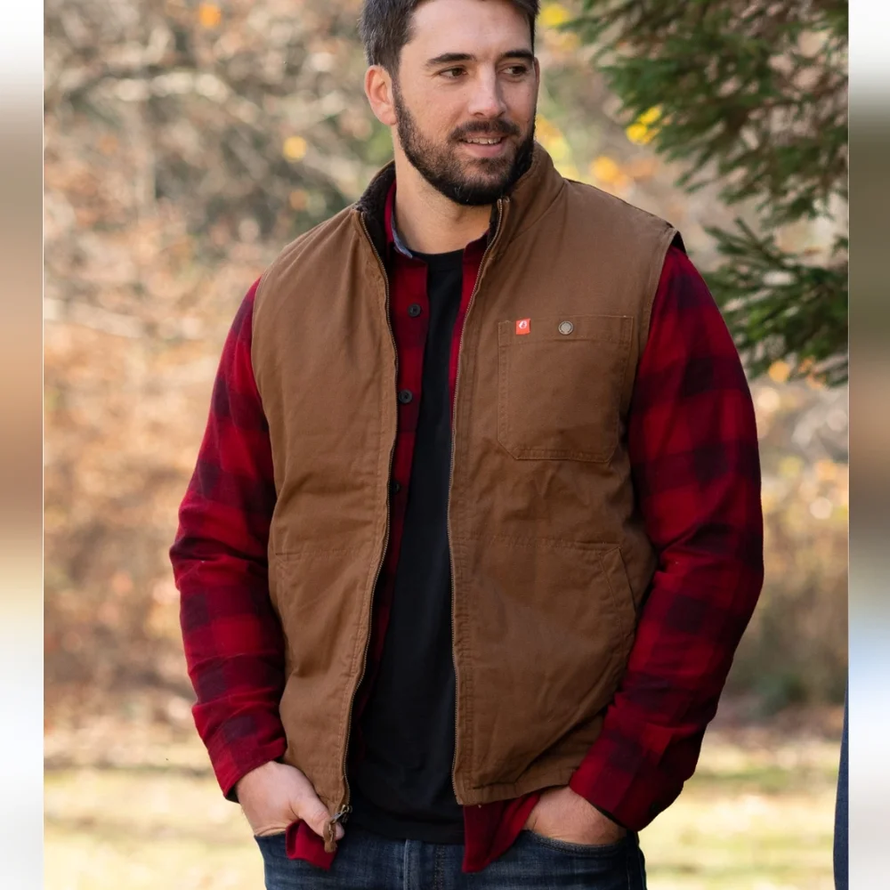 The American Outdoorsman Vest Cotton With A Lining, Men's Size XL, Tan And Brown